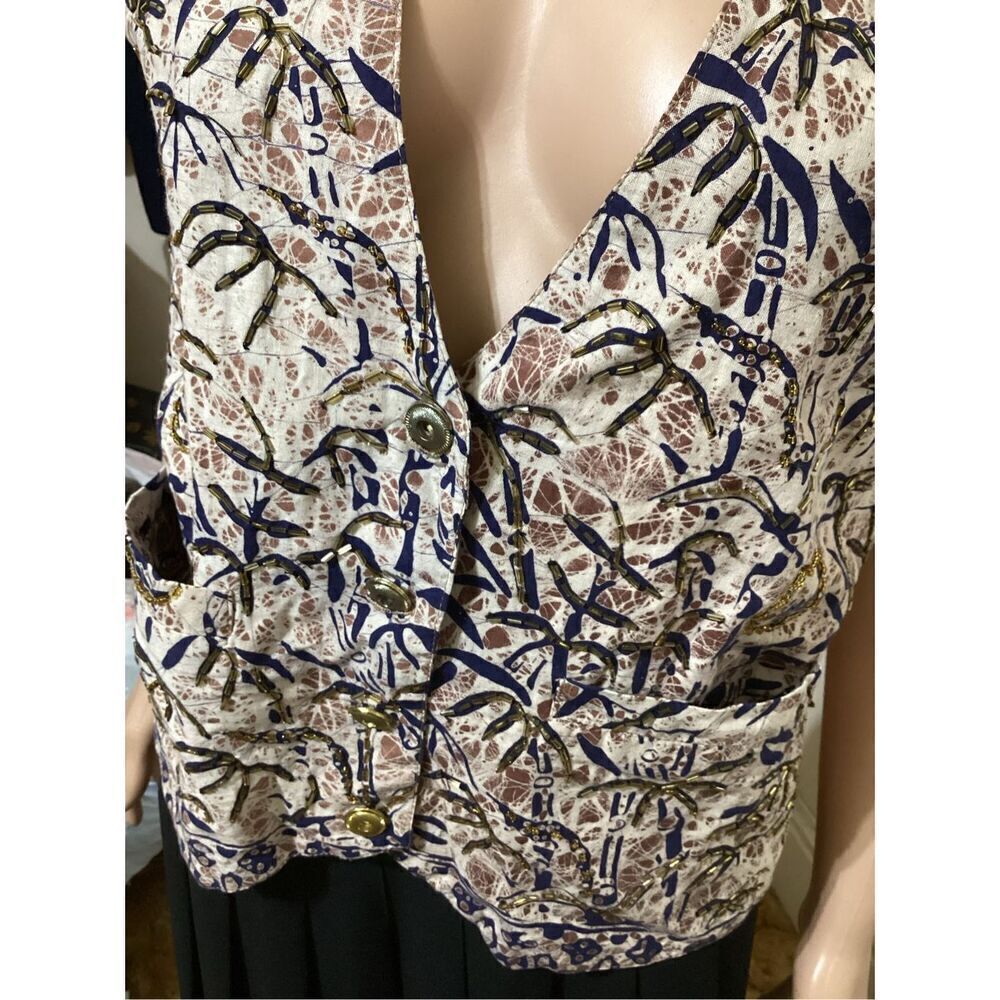 Vintage Creazioni Effect Beaded Vest Top M - Picture 9 of 9